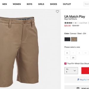 GRAY Boys Under Armour Golf Shorts 14